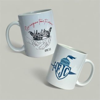 TAZA DE CERAMICA SUBLIMADA CON LOGO OFICAIL DE FJC Y LEMA DE 38a CONVOCACION NACIONAL JUVENIL 2025
