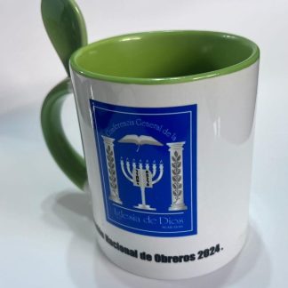 TAZA CON CUCHARA LOGO DE CONFERENCIA
